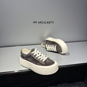 真皮厚底增高板鞋 男低帮小众复古运动休闲鞋 净版 2025新款 男鞋 子