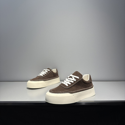 春季新款百搭翻毛牛皮增高休闲鞋