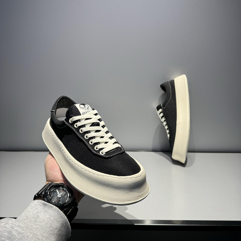 2024新款男鞋潮牌高级感休闲鞋帆布透气厚底潮鞋春季百搭低帮板鞋
