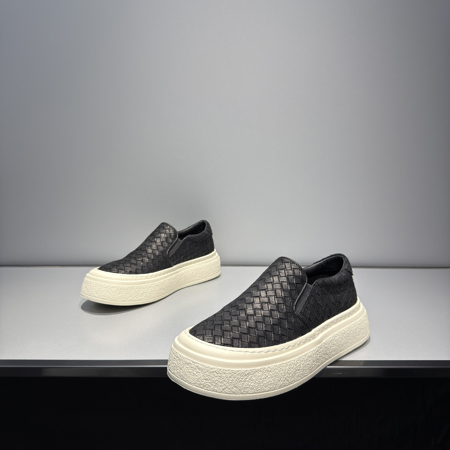 真皮编织板鞋2026春季一脚蹬轻质舒适休闲鞋百搭潮流黑色增高男鞋,流行男鞋,休闲板鞋,淘宝优惠券,粉丝福利购,淘宝优惠卷