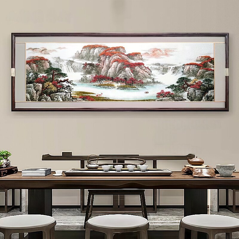 馨源木艺木雕客厅沙发背景墙挂画