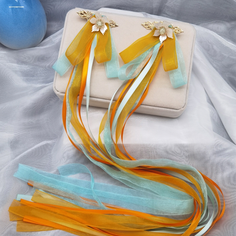 女童汉服头饰儿童古装宝宝配饰超仙飘带丝带发夹古风发饰女