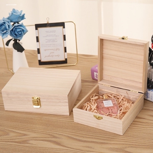复古风收纳盒书信盒家用大容量复古木盒子证件文件木质储物箱