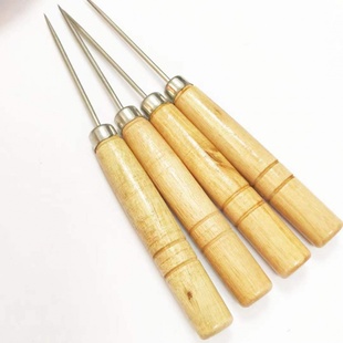 鞋 木柄锥子针挑针补鞋 锥皮革打孔针制作工具手工不锈钢千枚通尖锥