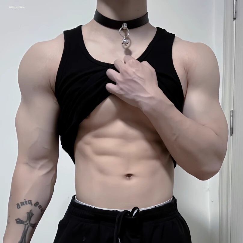 主奴项圈男仆gay颈带链子铃铛牵引绳黑色颈圈颈环项链脖圈高级感