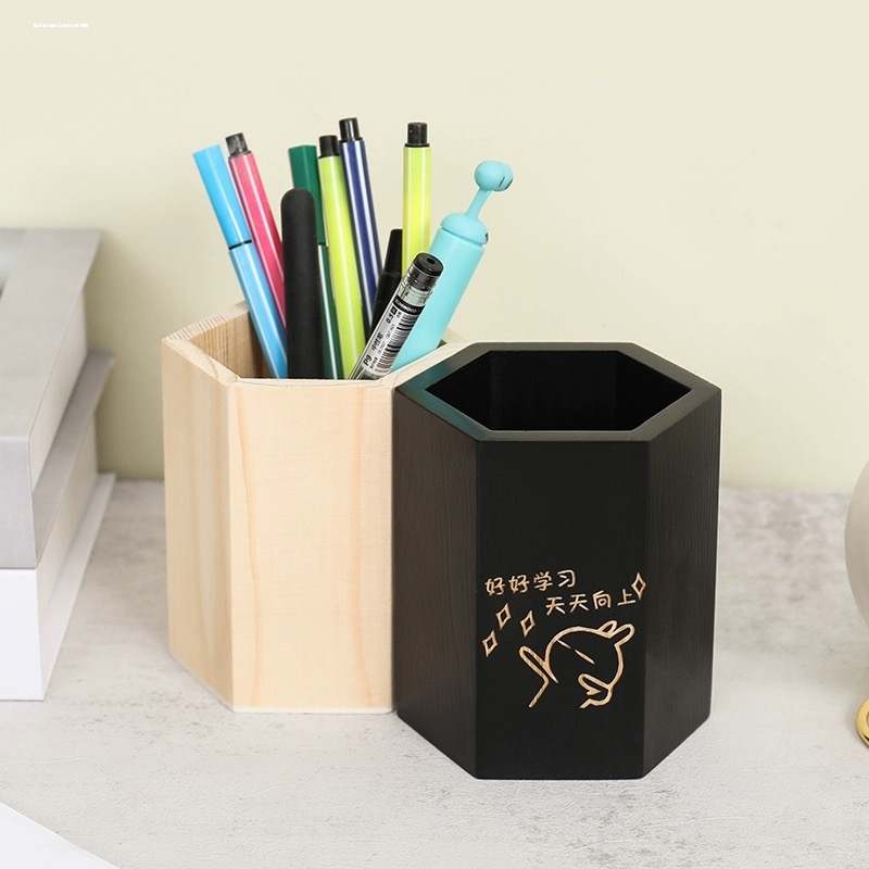 diy笔筒白胚木质手工创意自制作材料配件笔桶益智幼儿园亲子礼物