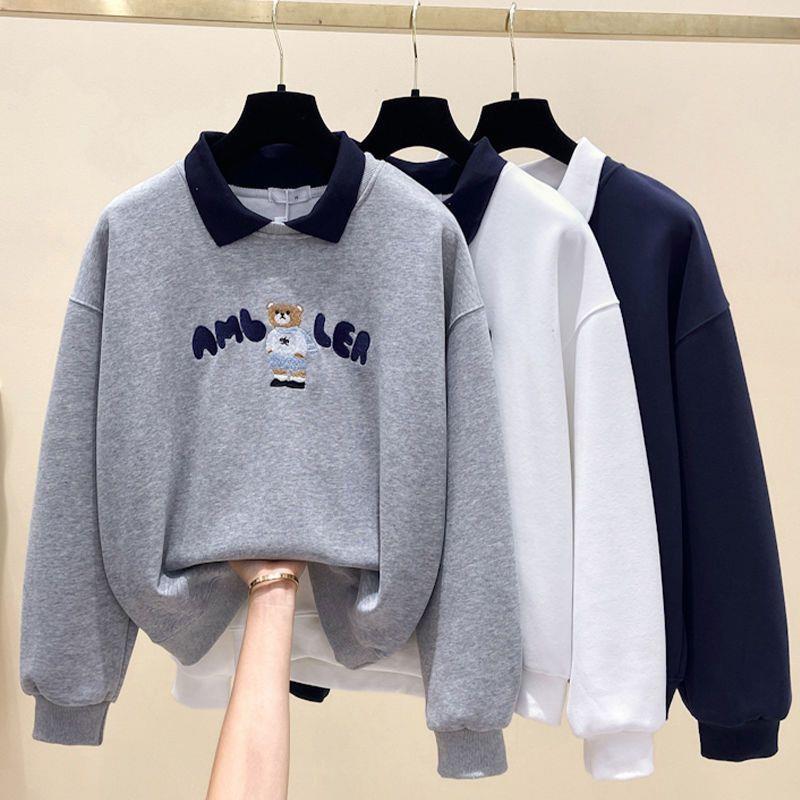 卫衣女领秋冬季新款宽松遮肚子上衣减龄长袖恤上衣潮