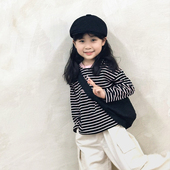 男女童长袖 cutebunny2024秋装 新款 条纹t恤婴幼儿洋气圆领宝宝上衣