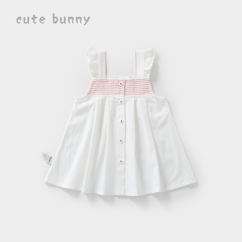 cutebunny夏季新款女童连衣裙宝宝婴儿纯棉吊带裙中小童薄款A字裙