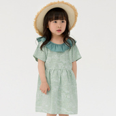cutebunny2024夏装 新款 女宝宝纯棉娃娃领连衣裙儿童时髦公主裙子