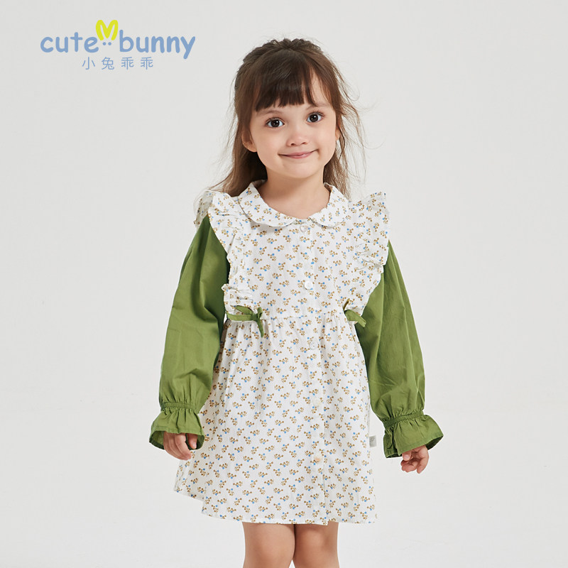 cutebunny2024春装新款儿童时髦娃娃领裙子女宝宝纯棉碎花连衣裙,童装/婴儿装/亲子装,连衣裙,淘宝优惠券,粉丝福利购,淘宝优惠卷