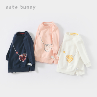 纯棉套头衫 上衣小童中长款 宝宝卫衣婴幼儿长袖 cutebunny女童春装