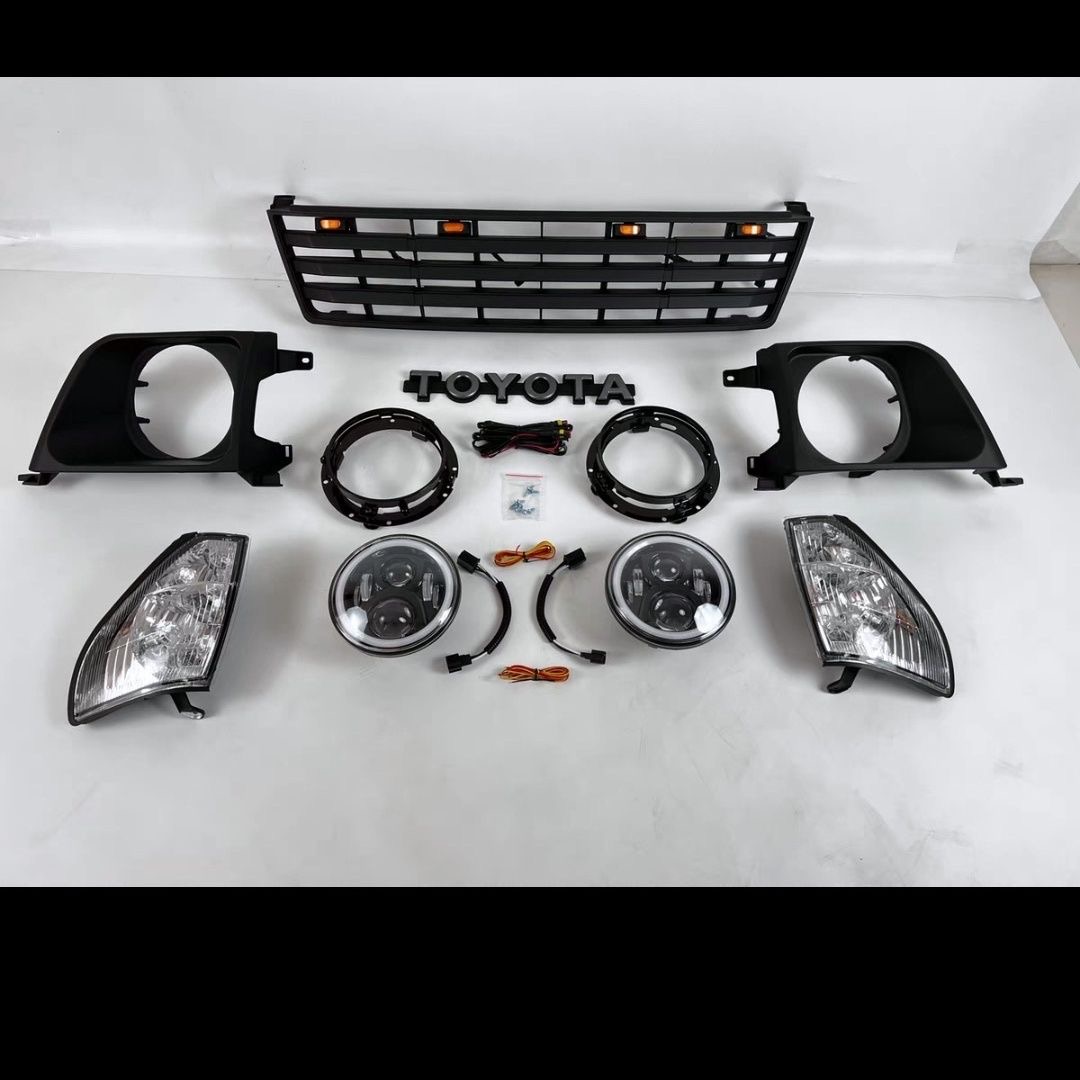 丰田LC95霸道3400，2700改装复古套件黑色中网+大灯总成两边侧灯