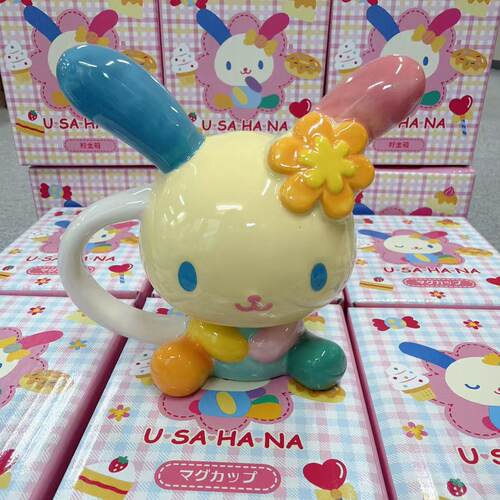 三丽鸥日本正版3D牛奶kitty花小兔陶瓷水杯子马克杯茶咖啡杯380ml
