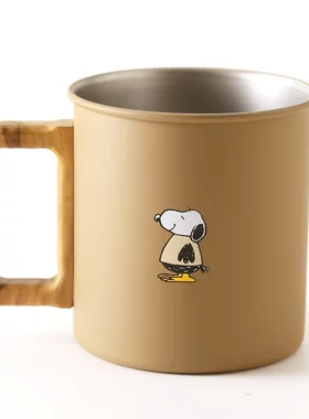 日本采购史努比PEANUTS Cafe限定无盖不锈钢水杯咖啡杯不退不换