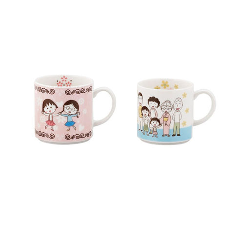 日本代购新品樱桃小丸子联名复古卡通陶瓷马克杯礼盒装350ml
