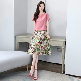 棉麻连衣裙夏季2026年新款女装气质减龄亚麻夏天套装裙子两件套潮