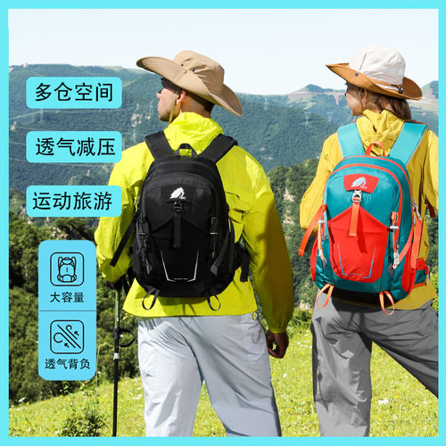 新款双肩包爬山徒步运动包大容量40升登山包休闲越野背包旅行包