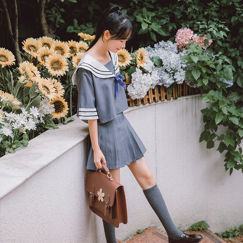 夏季套装2019新款海军风学生上衣网红半身裙时尚休闲JK两件套潮|ruв категории Женская одежда, костюм/студенты школьную форму/обмундирования, студенты школьную форму - от Buy2taobao.com для оказания профессиональной услуги покупки агента Taobao