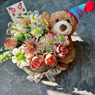 2026新款2025新款中国积木拼装花束玩具女生高颜值仙气520生日礼