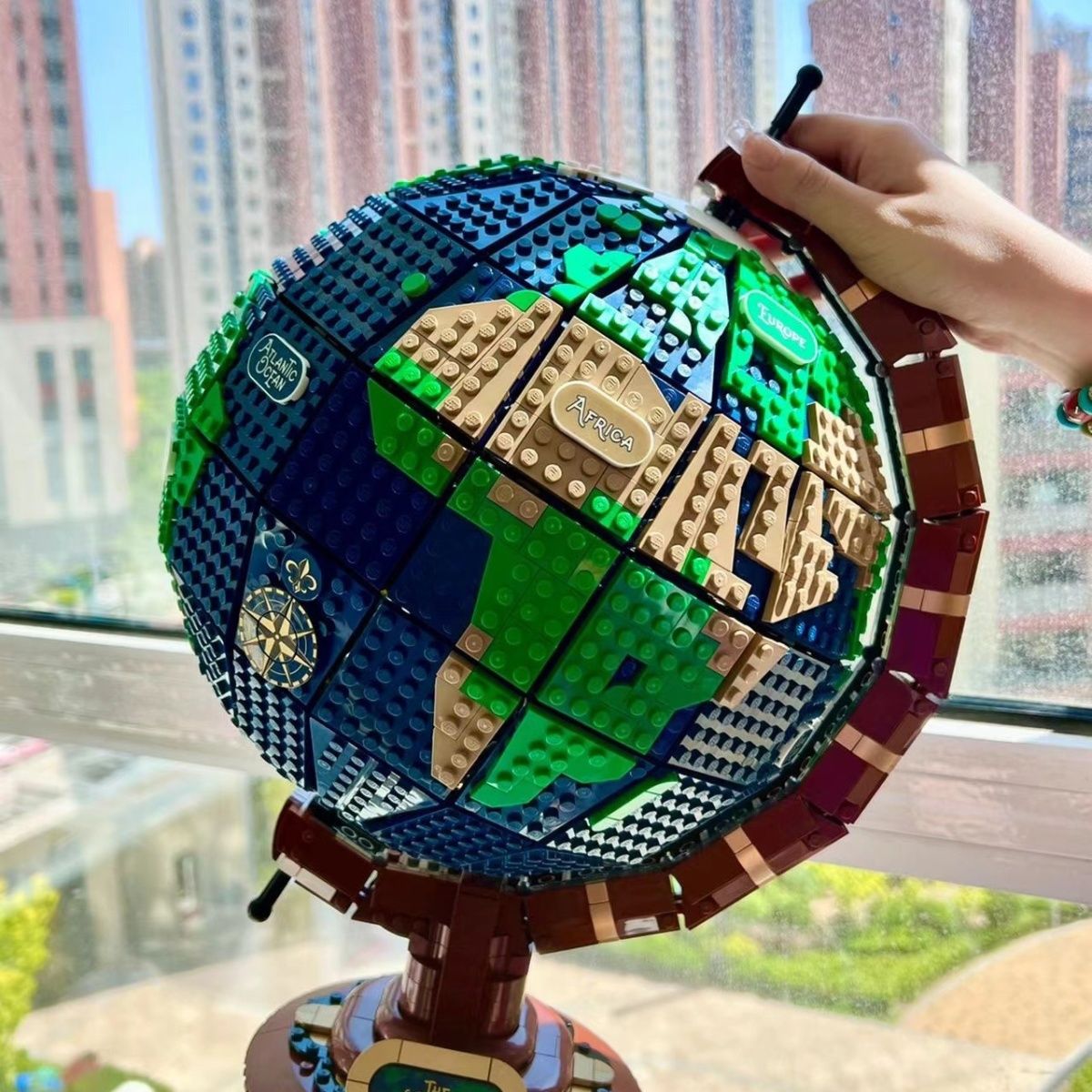 适用于乐高地球仪模型摆件积木世界高难度巨大型拼装益智玩具男孩