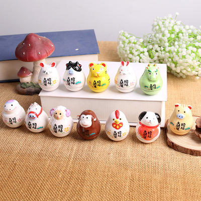 陶瓷生肖不倒翁招财摆件