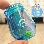 日本索尼克SONIC新款 棘轮转笔刀小学生粗细双段透明创意削笔器