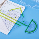 索尼克SONIC学生套尺透明方格防滑直尺三角板半圆仪 高透学生尺子