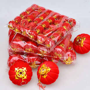 植绒迷你树上挂件新年灯笼喜庆装饰绿植小红灯笼挂饰结婚乔迁布置