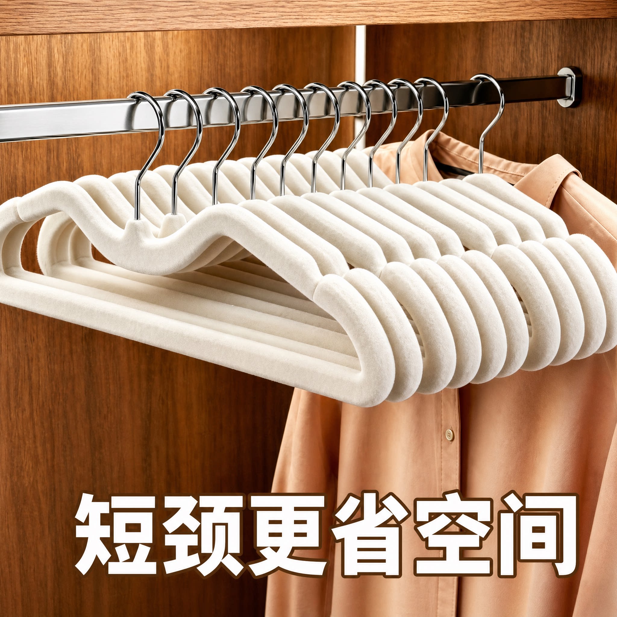 短颈植绒衣架家用挂衣防滑无痕图片
