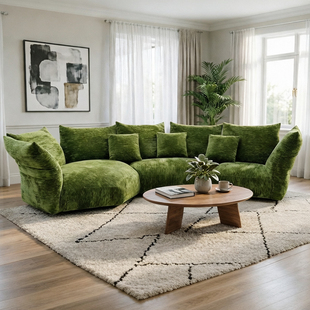 花瓣沙发意式轻奢雪尼尔绒大小户型客厅直排转角法式复古布艺沙发