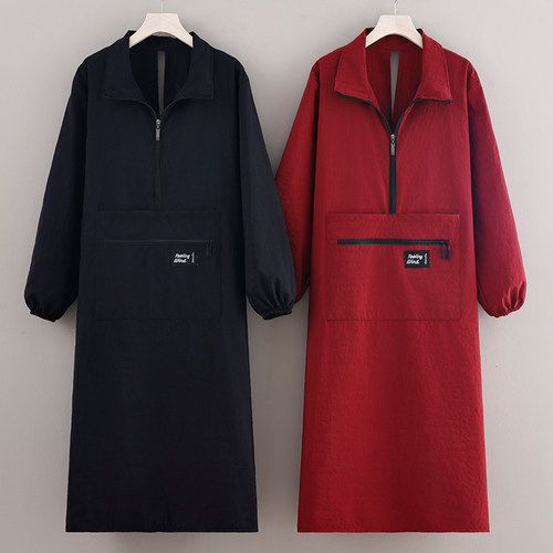 网红男女家用围裙加长罩衣长袖大口袋防溅水耐脏厨房做饭餐饮工作