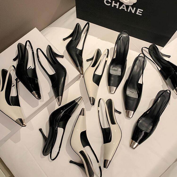 黑色高跟鞋女2025年小众金属方