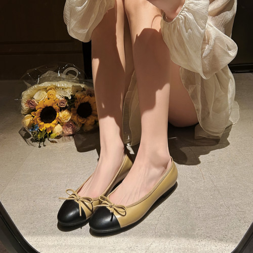 小香风蝴蝶结浅口单鞋女平底鞋