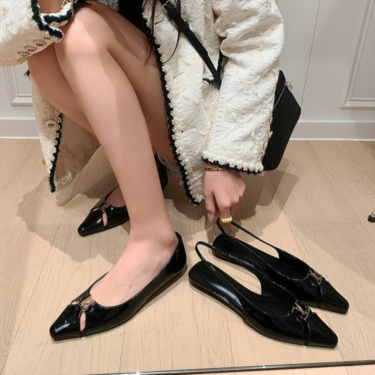 复古尖头平底低跟浅口单鞋女2025年春季新款舒适一脚蹬半包头凉鞋,女鞋,时装凉鞋,淘宝优惠券,粉丝福利购,淘宝优惠卷