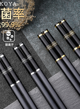 HAKOYA抗菌筷子家用高端日式防滑耐高温轻奢风家庭2021新款合金筷