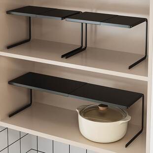 厨房柜子收纳分层架橱柜隔断柜内置物架锅架调料台面下水槽可伸缩