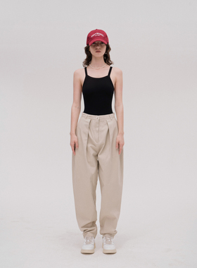septhouse 美式复古学院风米色阔腿工装裤 夏季百搭高腰休闲长裤