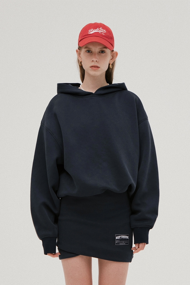 Septhouse 空气感宽松连帽卫衣一字短裙休闲运动套装蓝色白色女