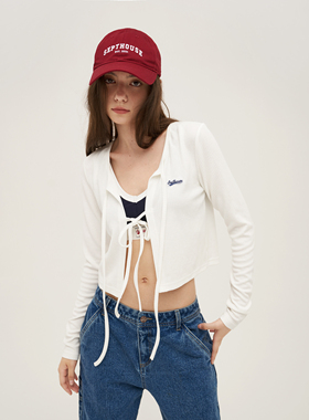 Septhouse 学院风百搭休闲绑带开衫外套 短款减龄蝴蝶结长袖上衣