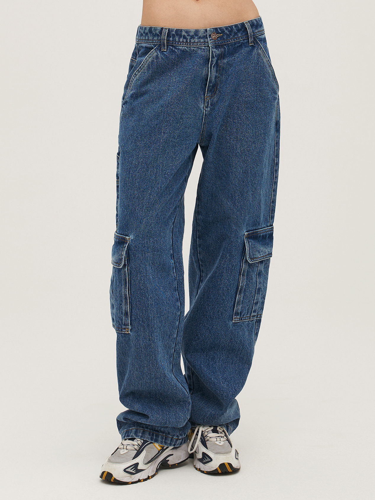 Septhouse 复古蓝工装风口袋牛仔裤 设计感宽松直通阔腿阔腿长裤