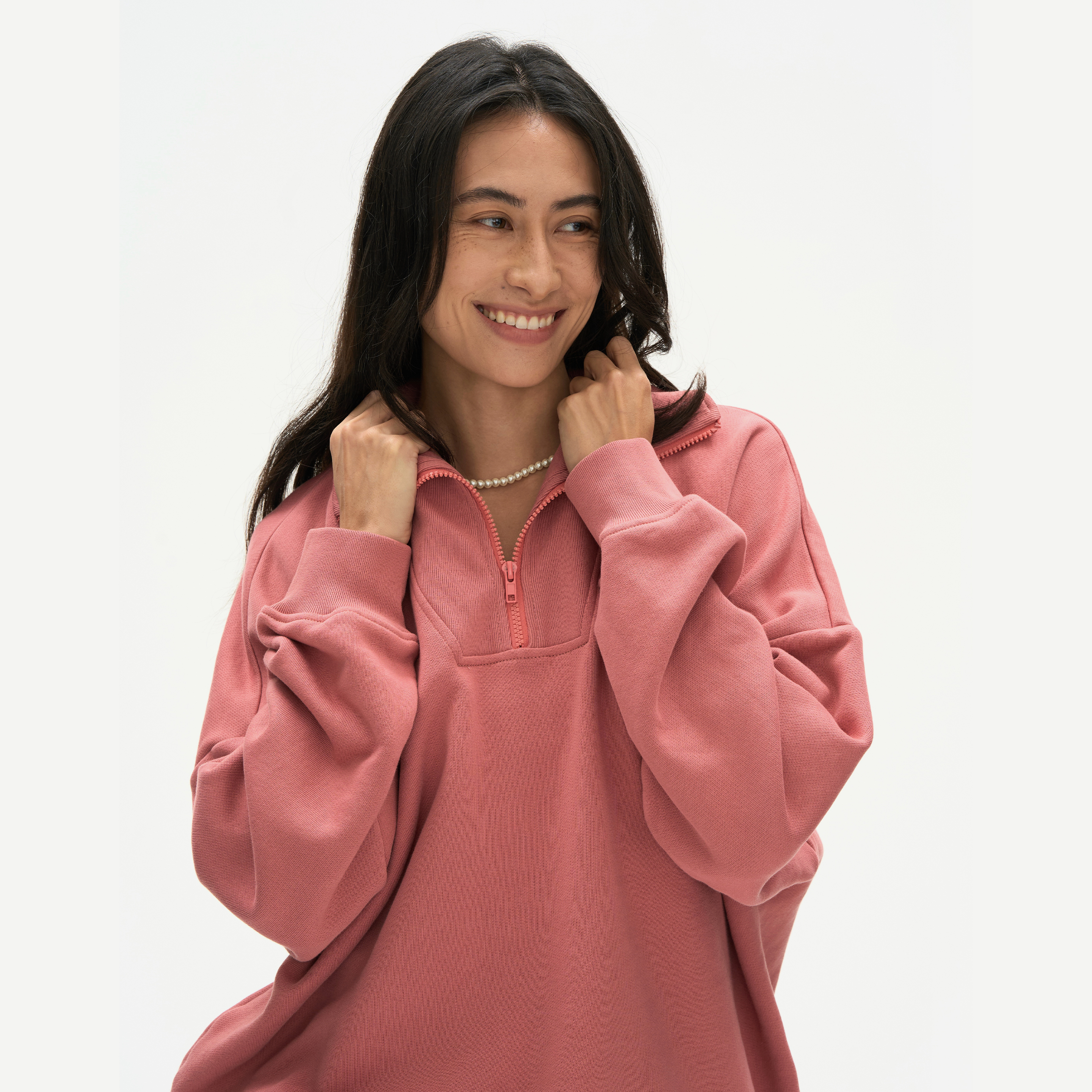 Septhouse半拉链粉色套头卫衣