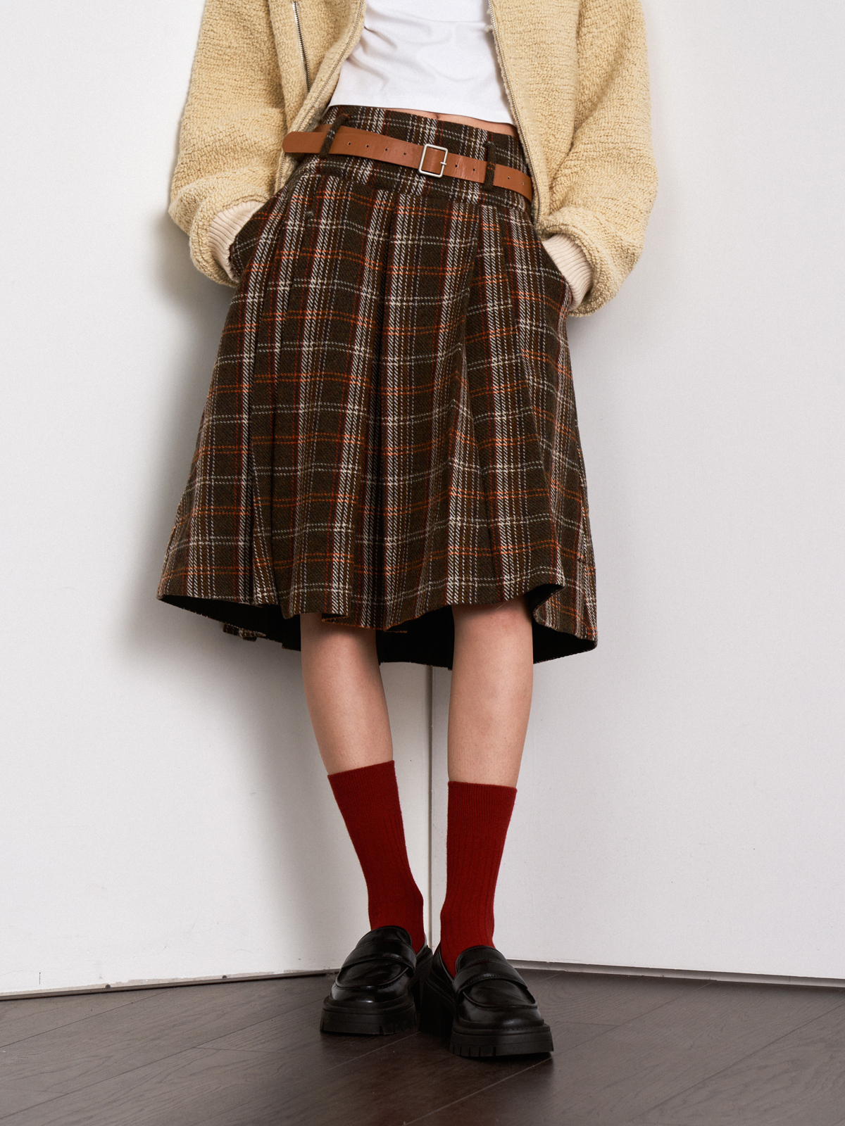 Septhouse中长款A字休闲百褶裙