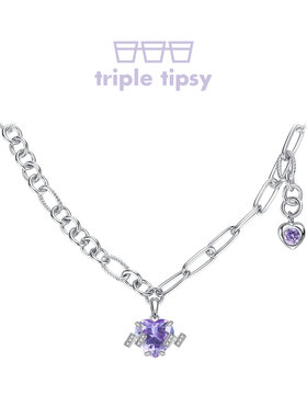 triple tipsy三倍微醺 Blush系列紫色爱心项链 小众原创链条爱心