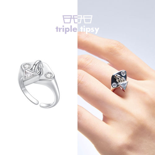 tripletipsy锁扣金属质感情侣戒