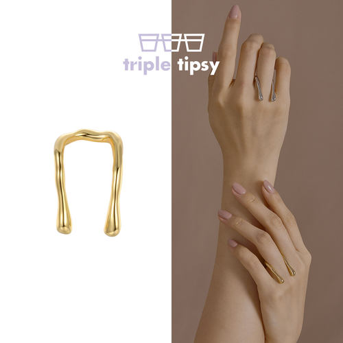 明星同款水滴开口戒高级流动感