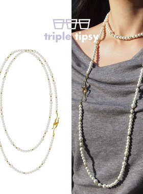 多层珍珠长项链叠戴高级千金风