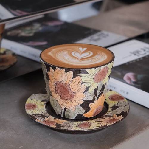 330ml猪口杯釉下彩满绘高温烧制