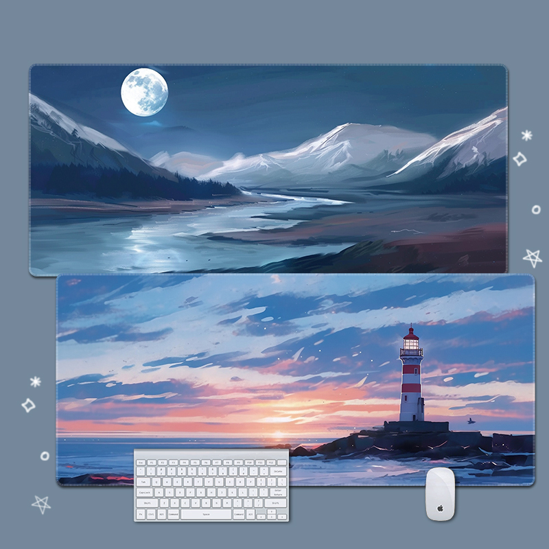 鼠标垫超大唯美风景星空男女生办公电脑键盘垫子定制家用宿舍桌垫