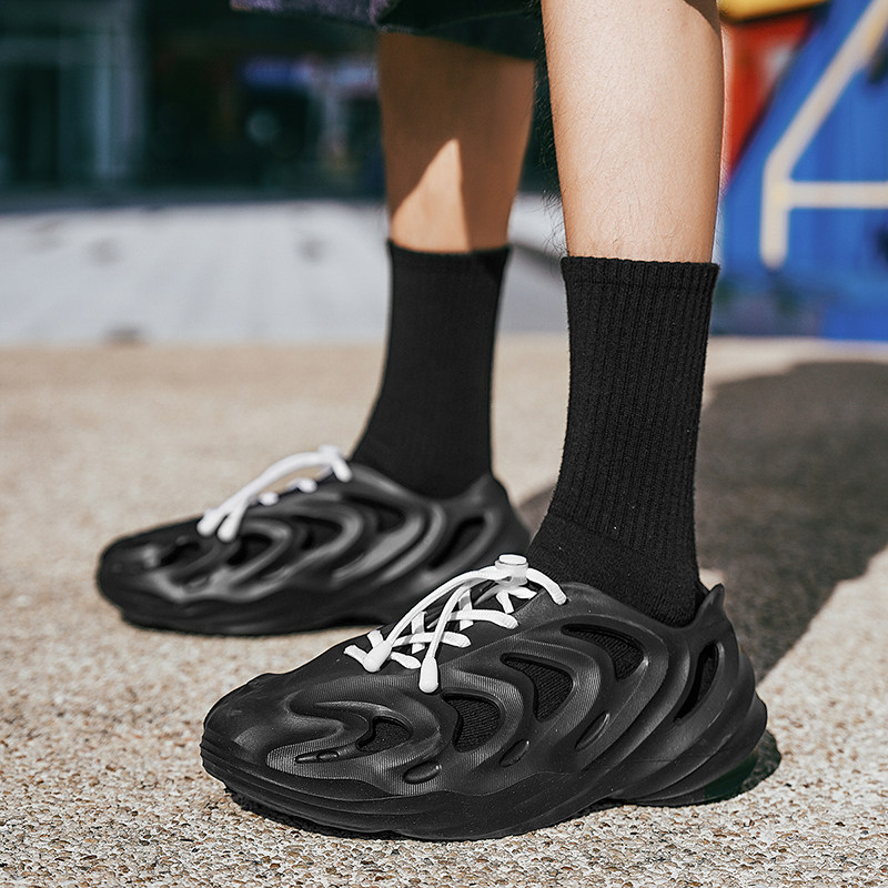 夏季新款yeezy椰子速干洞洞鞋foam runner侃爷同款软底沙滩男凉鞋